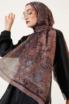 Elegant Motif Soft Şal Koyu Vizon - Başörtüsü