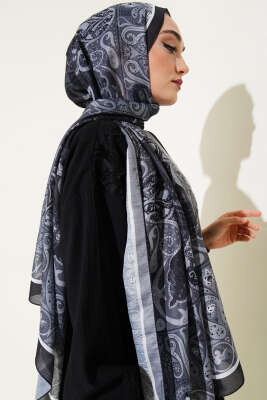 Elegant Motif Soft Şal Siyah - Başörtüsü