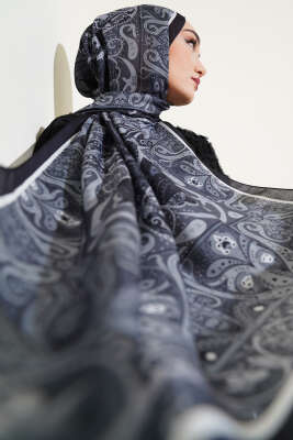 Elegant Motif Soft Şal Siyah - Başörtüsü