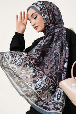 Elegant Motif Soft Şal Siyah Gri 