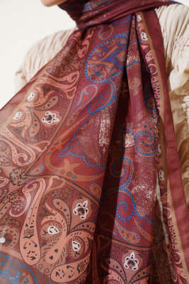 Elegant Motif Soft Şal Taba - Başörtüsü
