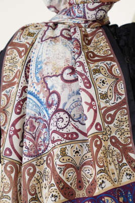Elegant Motif Soft Şal Taş Mürdüm - Başörtüsü