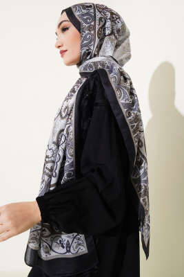 Elegant Motif Soft Şal Taş Siyah - Başörtüsü