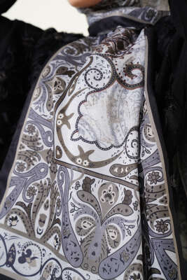 Elegant Motif Soft Şal Taş Siyah - Başörtüsü