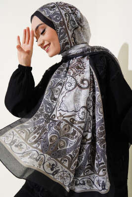 Elegant Motif Soft Şal Taş Siyah - Başörtüsü