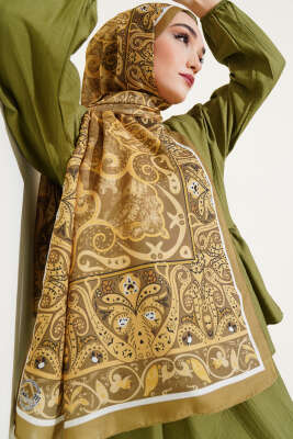 Elegant Motif Soft Şal Yağ Yeşili 