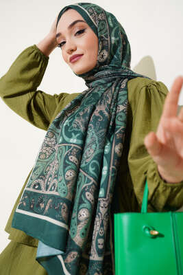 Elegant Motif Soft Şal Zümrüt - Başörtüsü