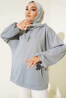Kapüşonlu Oversize Sweat Kayrak Grisi - 100-300 TL Ürünler
