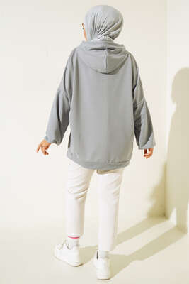 Kapüşonlu Oversize Sweat Kayrak Grisi - 100-300 TL Ürünler