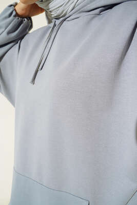 Kapüşonlu Oversize Sweat Kayrak Grisi - Yılın Fırsatı