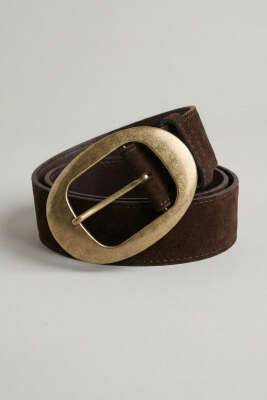 Elips Tokalı Süet Kemer Kahve - DESREE KEMER