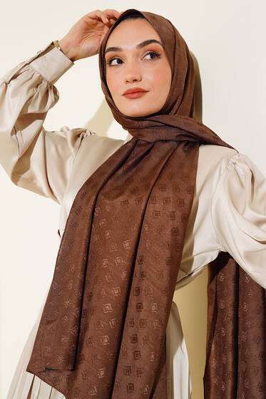 Elmas Desen Jakar Şal Acı Kahve - Başörtüsü