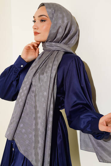 Elmas Desen Jakar Şal Füme - Başörtüsü