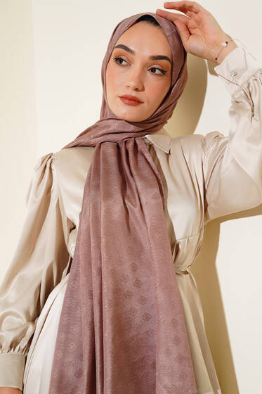 Elmas Desen Jakar Şal Gül Kurusu - Başörtüsü