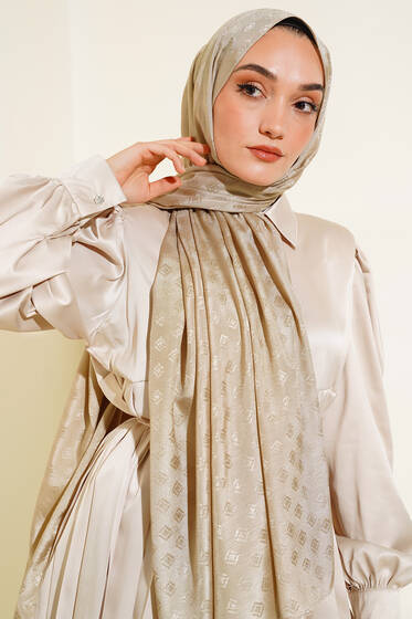 Elmas Desen Jakar Şal Vizon - Başörtüsü