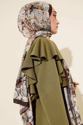 Elora Serisi Desenli Modal Şal Acı Kahve - Başörtüsü