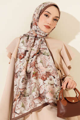 Elora Serisi Desenli Modal Şal Kahve - Başörtüsü