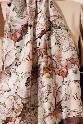 Elora Serisi Desenli Modal Şal Kahve - Başörtüsü