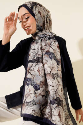 Elora Serisi Desenli Modal Şal Lacivert 