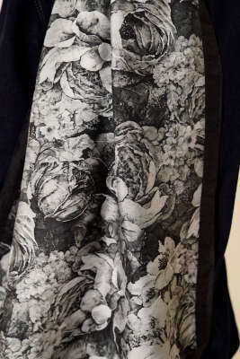 Elora Serisi Desenli Modal Şal Siyah - Başörtüsü