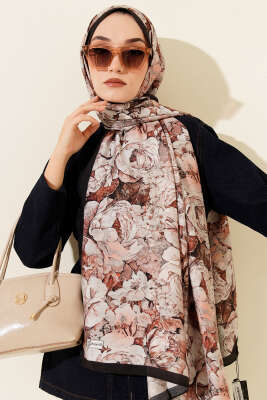 Elora Serisi Desenli Modal Şal Siyah Latte 