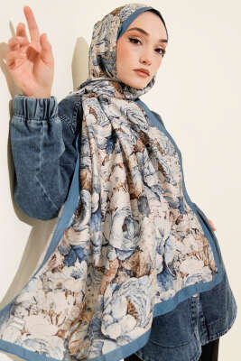 Elora Serisi Desenli Modal Şal Soft Mavi 