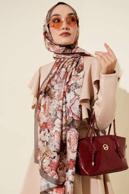 Elora Serisi Desenli Modal Şal Vizon - Başörtüsü