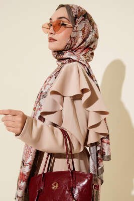 Elora Serisi Desenli Modal Şal Vizon - Başörtüsü