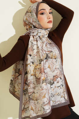 Elora Serisi Desenli Şal Soft Kahve - VERTU (NYD TEKSTİL)