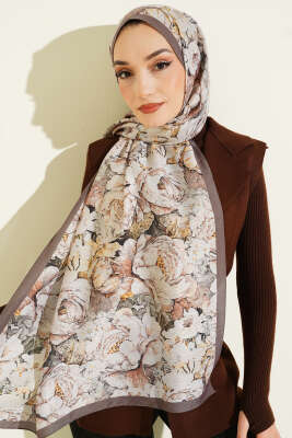 Elora Serisi Desenli Şal Soft Kahve - Başörtüsü