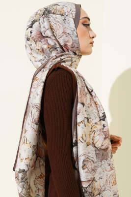 Elora Serisi Desenli Şal Soft Kahve - Başörtüsü