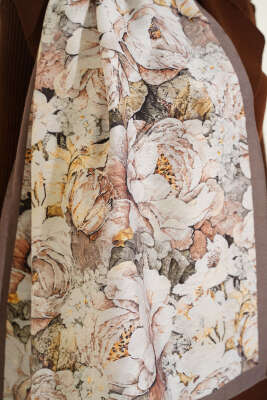 Elora Serisi Desenli Şal Soft Kahve - Başörtüsü