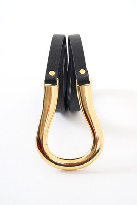 Black Belt With Gold Buckle-12529 - Thumbnail
