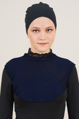 Hijab Neck Collar - Dark Blue - TÜRKAN1002 - Thumbnail