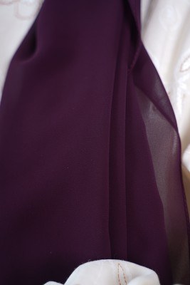 Plain design Chiffon Shawl-Dark Purple-ECR1041 - Thumbnail