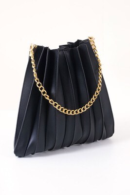Princess Series Pleated Bag -Black KLASS245 - Thumbnail