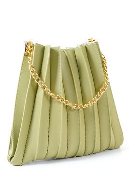 Princess Series Pleated Bag -Green KLASS245 - Thumbnail