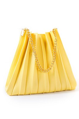 Princess Series Pleated Bag -Yellow KLASS245 - Thumbnail