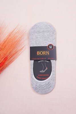Silicone Backed Men Ballet Socks-Gray-BORN10100 - Thumbnail