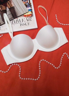 Strapless Unsupported Bra-Off White-2550 - Thumbnail