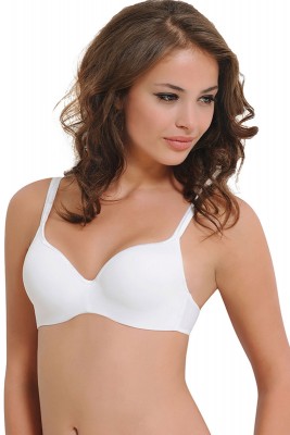 Underwire Unsupported Bra-White-3576 - Thumbnail