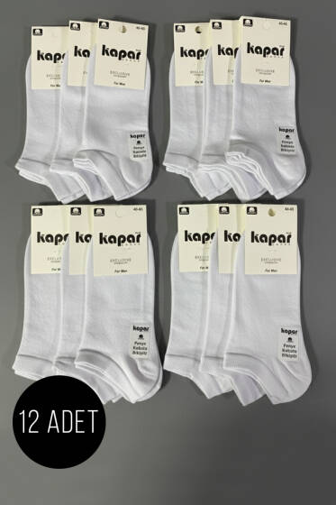 Erkek 12'li Dikişsiz Patik Çorap Beyaz - ERKEK ÇORAP