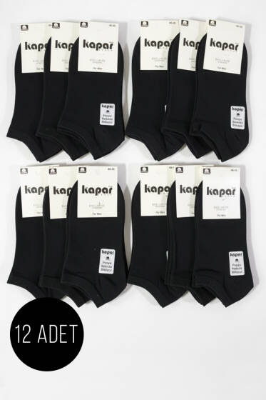 Erkek 12'li Dikişsiz Patik Çorap Siyah - ERKEK ÇORAP