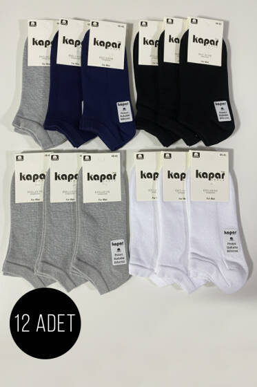 Erkek 12'li Dikişsiz Patik Çorap Asorti 1 - ERKEK ÇORAP