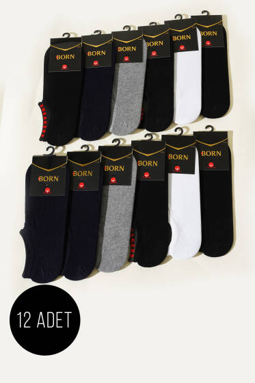 Erkek 12'li Penye Sneakers Çorap Asorti 1 - ERKEK ÇORAP