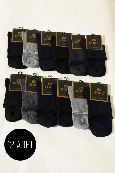 Erkek 12'li Yarım Konç Diyabet Çorap Asorti 1 - ERKEK ÇORAP