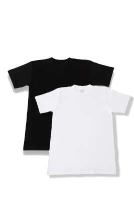 Erkek 2'li Basic T-shirt Siyah Beyaz - Erkek Basic Tişört