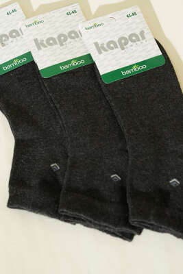 Erkek 3'lü Bambu Yarım Konç Çorap Füme - ERKEK ÇORAP