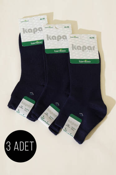 Erkek 3'lü Bambu Yarım Konç Çorap Lacivert - ERKEK ÇORAP