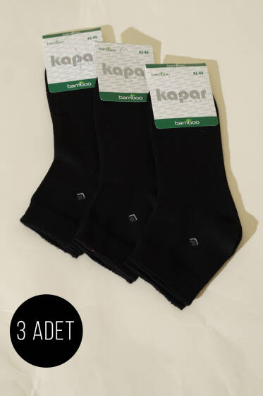 Erkek 3'lü Bambu Yarım Konç Çorap Siyah - ERKEK ÇORAP